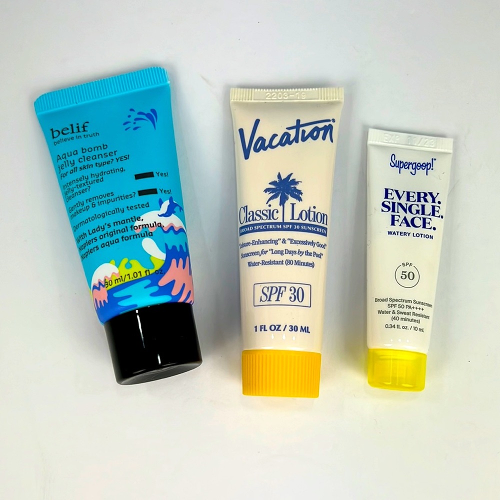 3 packs sunscreen lotion and cleanser